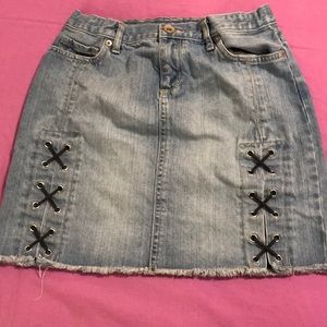 Denim Skirt with lace up detail